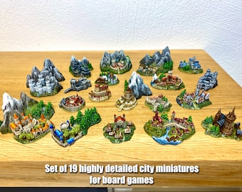 City miniature SET (19 pieces) compatible with The Witcher Old world board game or others