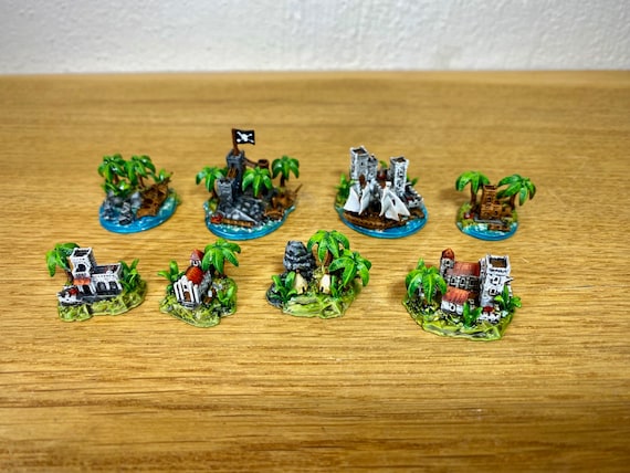 Land mark miniature set for pirate board games like Merchant & Marauders (unpainted)