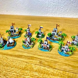 Zestaw miniaturek do gier planszowych o tematyce pirackiej, takich jak Merchant i Marauders (niepomalowany)