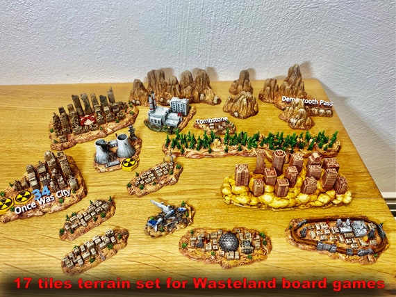 Wasteland terrain set (17 pieces) compatible with Defenders of the last Stand board game