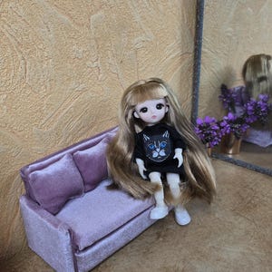 Doll Sofa 1/12 Scale / Velvet Doll Sofa / Handmade Doll Sofa/Pink Velvet Doll Sofa / Doll House Miniature / Gift For Girl