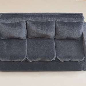 Doll Sofa 1/12 Scale / Velvet Doll Sofa / Handmade Doll Sofa/ Gray Velvet Doll Sofa / Doll House Miniature