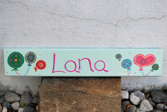 Handpainted Wooden Name Plate For Lana Personalized Door Etsy