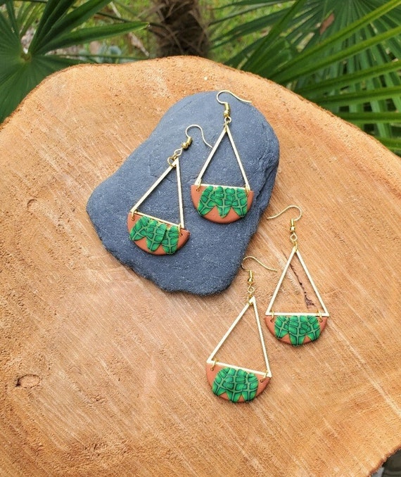 Polymer clay Plant earrings, Hanging Plant earrings, Succulent earrings, Plant jewelry, Polymer clay dangle earrings, Plant lover jewelry