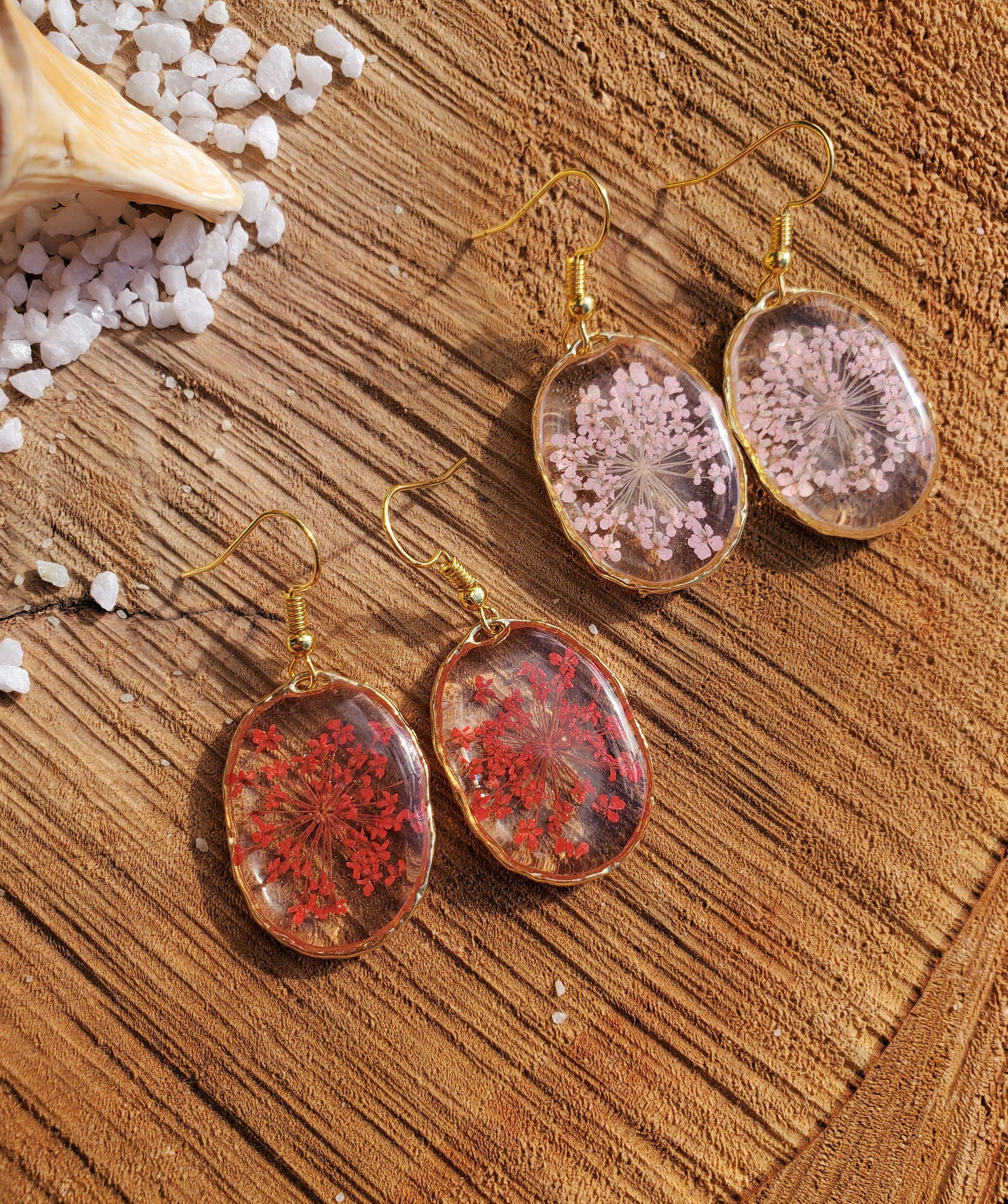 Pendientes de flores pendientes de flores rosas y rojas | Etsy