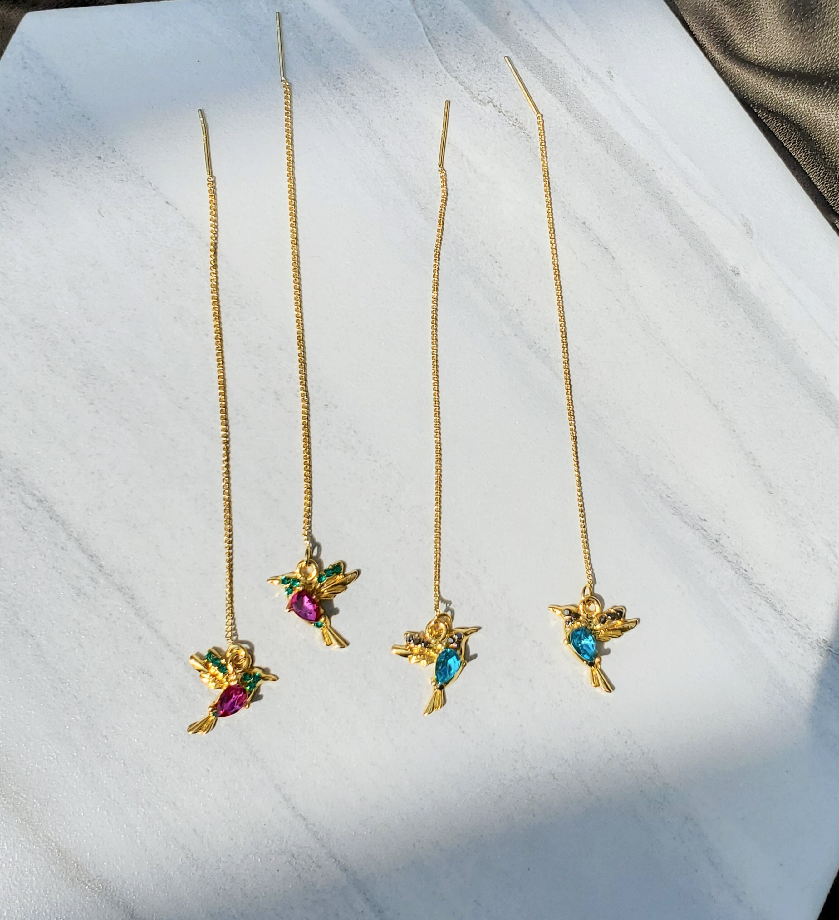 Hummingbird earrings Hummingbird threader earrings Bird Etsy