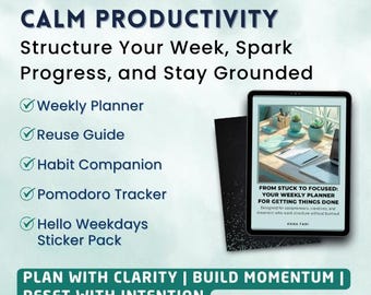 Planificador de Productividad Calm: Seguimiento de Hábitos, Pomodoro y Guía de Reutilización (Descarga Digital)
