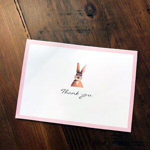 Watercolor Bunny Thank You Card, Digital Download, Printable Thank You, Instant Download, 3.5x5 folded card