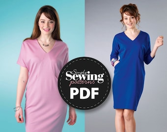 PDF Midi Cocoon Drape Pocket Dress, The Drape Dress, Simply Sewing, Dressmaking Pattern, Dress Pattern, Sewing Pattern, PDF digital download