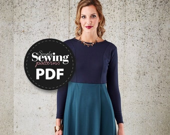 PDF A-Line Party Dress Pattern, Stretch Fabric Dress, Simply Sewing Magazine, PDF Dressmaking Pattern