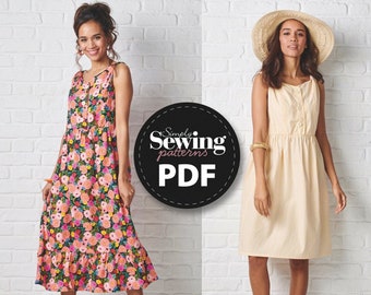 PDF Rosa Dress, Simply Sewing Pattern, Dress Sewing Pattern, Digital Pattern, Sweetheart Neckline, Vintage Dress, Ruffle Skirt