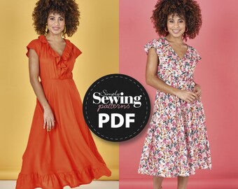 PDF Ruffle Dress, Sofia Dress, Sewing Pattern, Special Occasion Dress, Digital Sewing Pattern, Summer Dress, Wedding Guest, Beginner Sewing