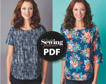 PDF Patron de haut carré, haut indigo, magazine Simply Sewing, t-shirt femme, haut facile