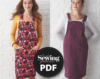 PDF Pinafore Dress Pattern, Simply Sewing Magazine, Dungaree Dress, Women's Pinafore Dress