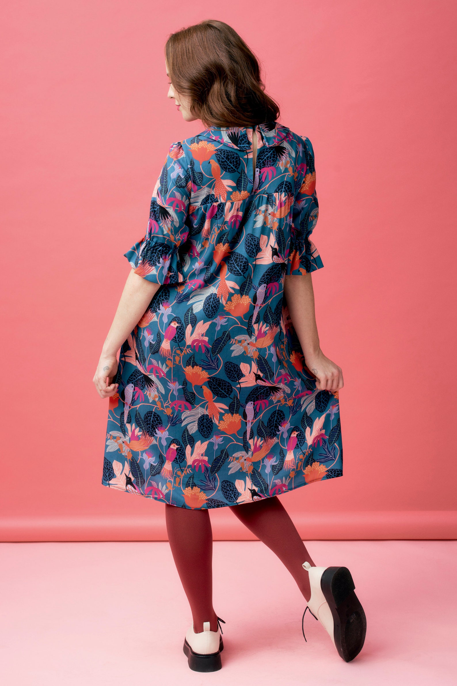 SARAH LOUISE - Peter Pan Collar Smock Dress - Blue
