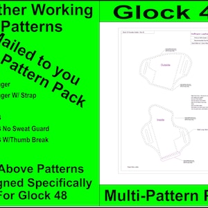 Glock 48 Leather Holster Multi-Pattern Pack. Printed and Mailed to You. Make your own leather Holster for your Glock 48.