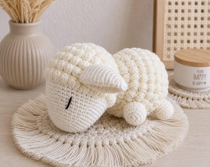 Featured listing image: Sheep Musical Baby Toy – Personalized Baby Gift for Birth, Handmade Cuddly Toy with Your Choice of Melody