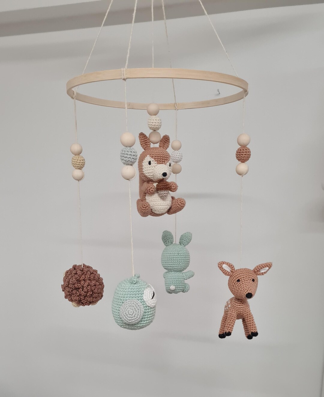 Crocheted Baby Mobile Woodland Animals – Handmade Crochet Mobile for ...