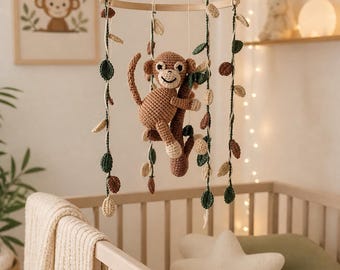 Crocheted Baby Mobile Monkey | Handmade | Nursery Decor | Boho Mobile | Baby Shower Gift | Amigurumi Baby Mobile