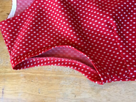 Vintage Red Polka Dot Top, Knit Polyester, Handma… - image 4