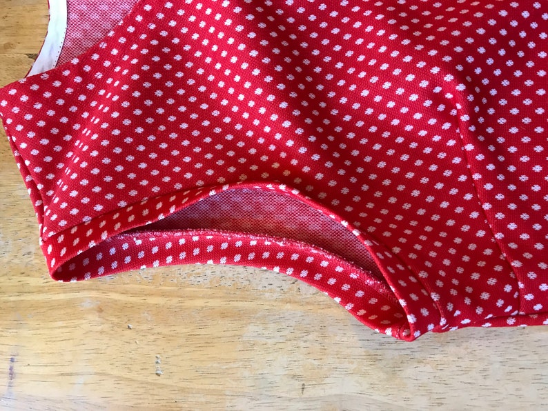 Vintage Red Polka Dot Top, Knit Polyester, Handmade image 4