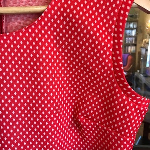 Vintage Red Polka Dot Top, Knit Polyester, Handmade image 2