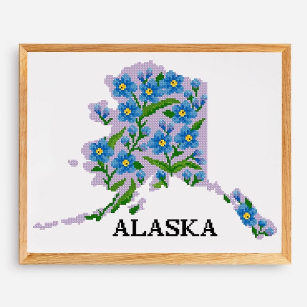 Alaska USA state Modern Cross Stitch Pattern Digital Format - PDF