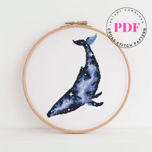 Galaxy walvis kruissteekpatroon dieren kruissteekkaart zee oceaan borduurontwerp kruissteekpatroon natuur Digitaal formaat - pdf