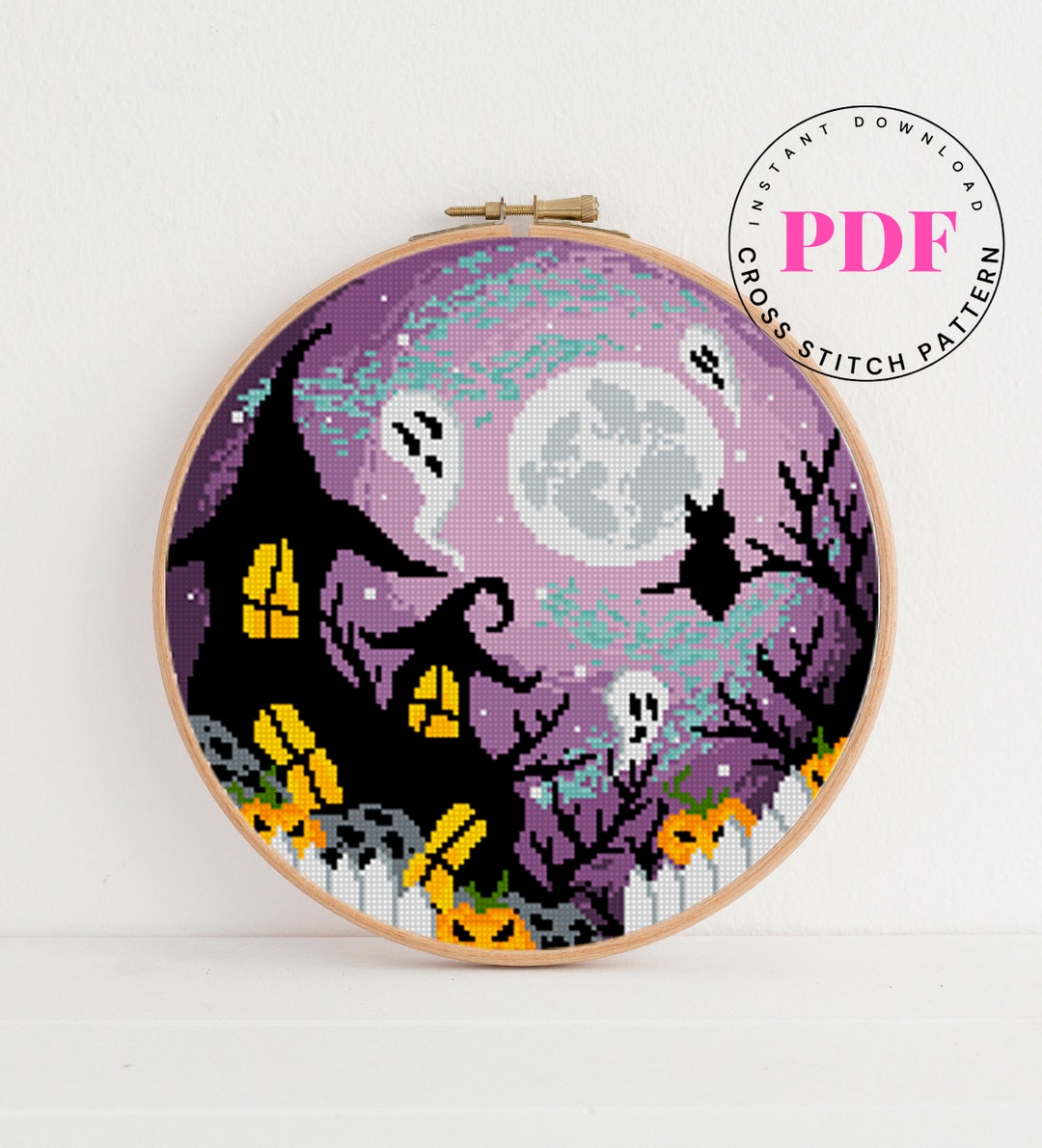 Ghost Counted Cross Stitch Pattern Halloween Cross Stitch - Etsy