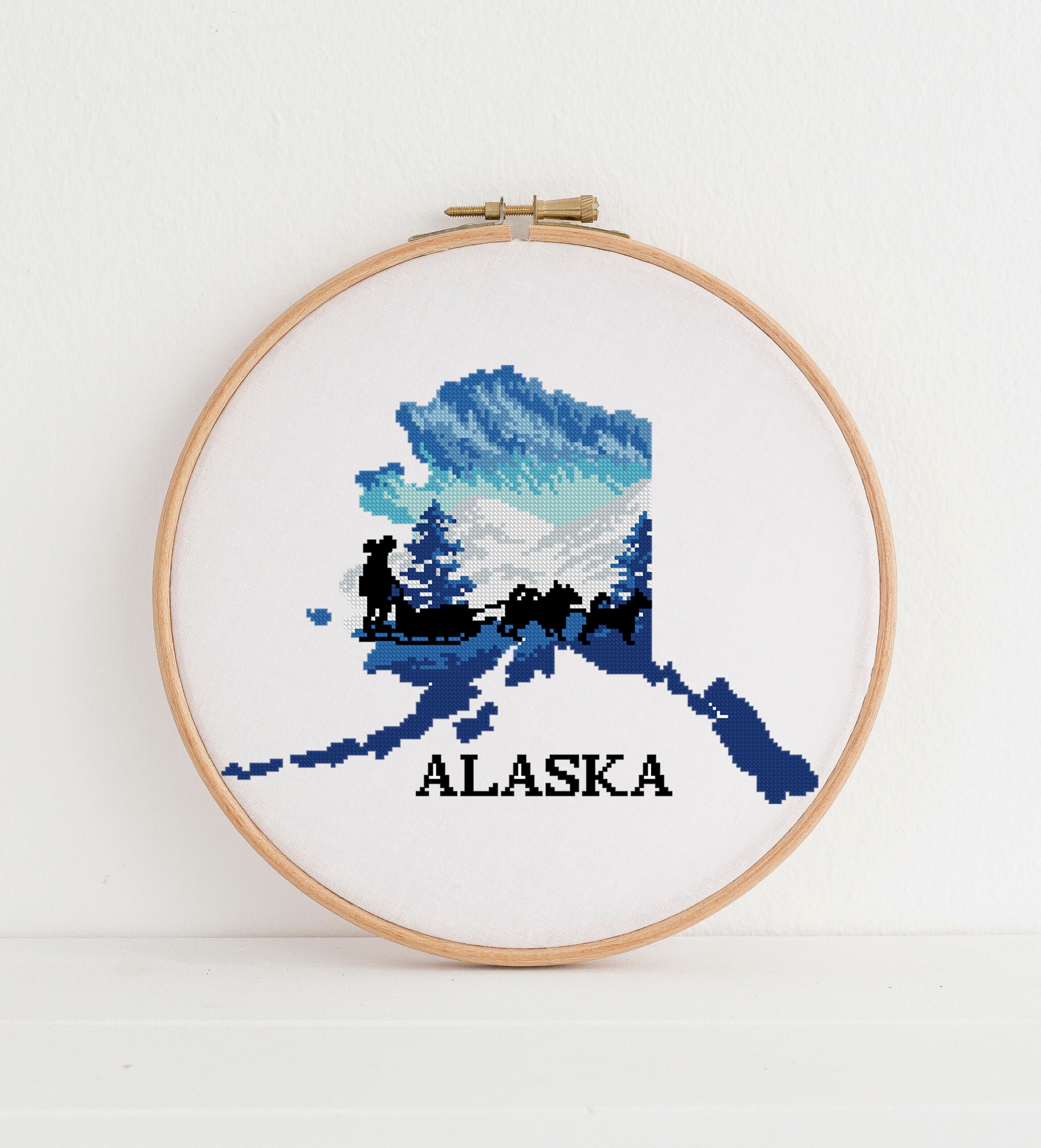 Alaska USA state Modern Cross Stitch Pattern Floral counted Etsy