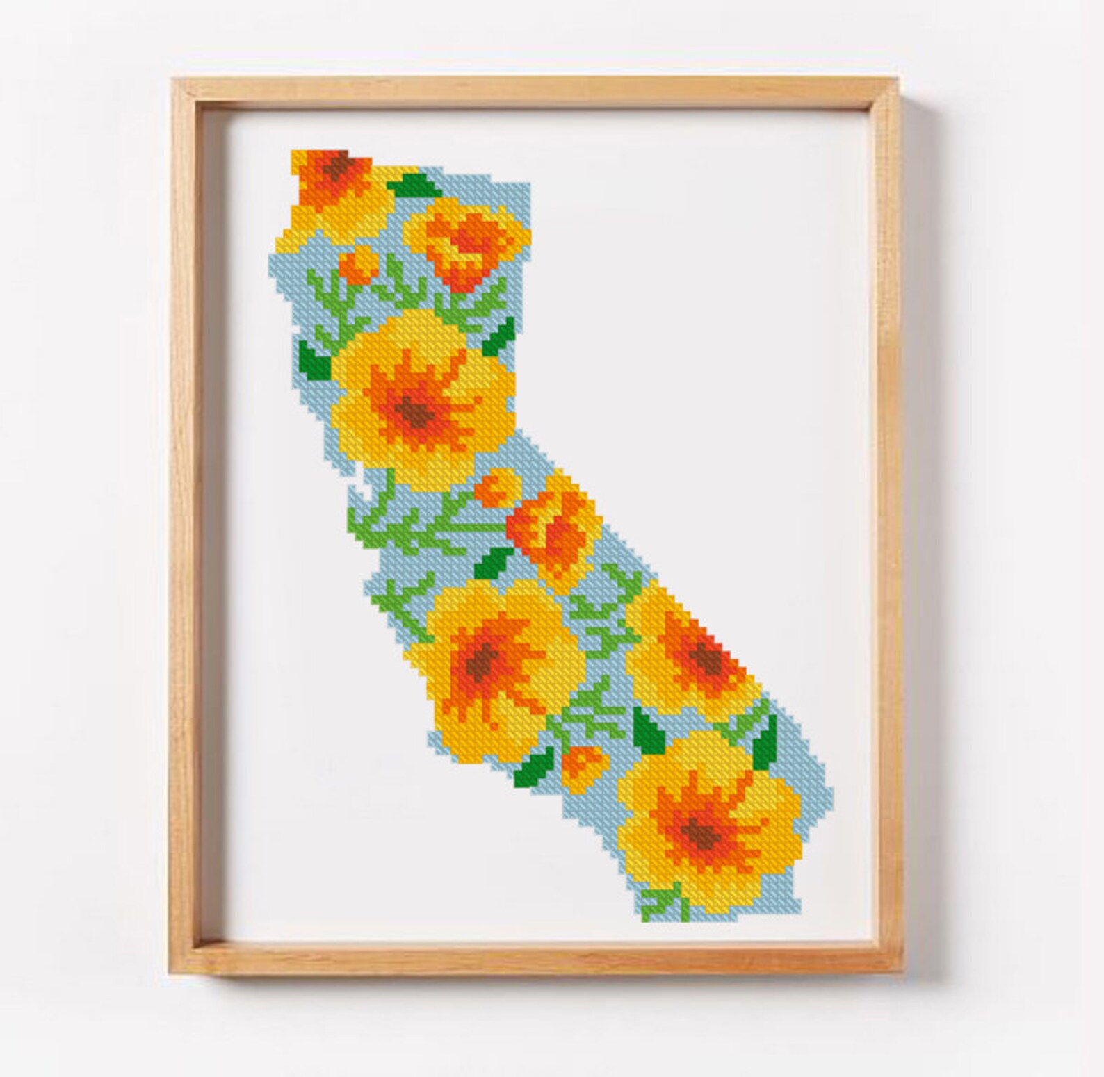 California USA state Cross Stitch Pattern Floral counted Etsy