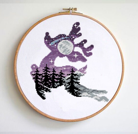 Christmas deer cross stitch red christmas  myfunnystitches1