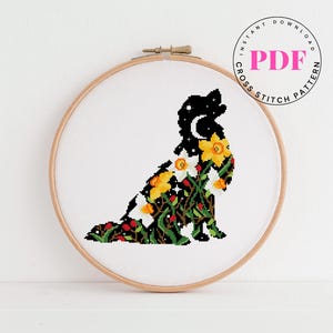 Golden retriever hond kruissteekpatroon bloemen kruissteek dieren kruissteekpatroon Digitaal formaat - pdf