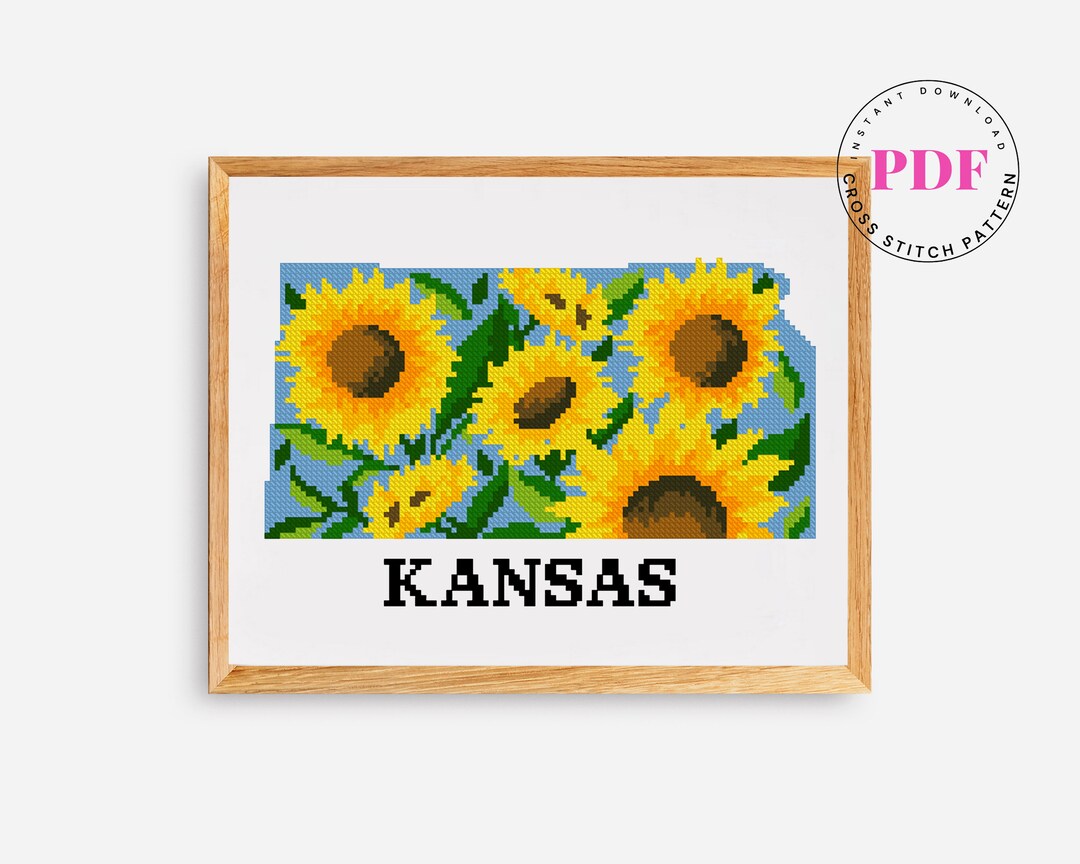 Kansas Cross Stitch Pattern USA State Cross Stitch Pattern Etsy