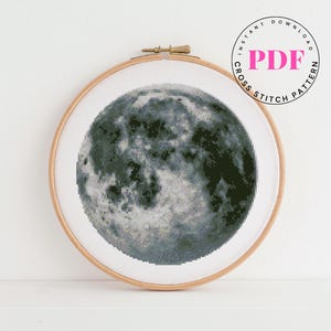 Maan kruissteekpatroon natuur landschap kruissteekkaart kosmos planeet Digitaal formaat - pdf