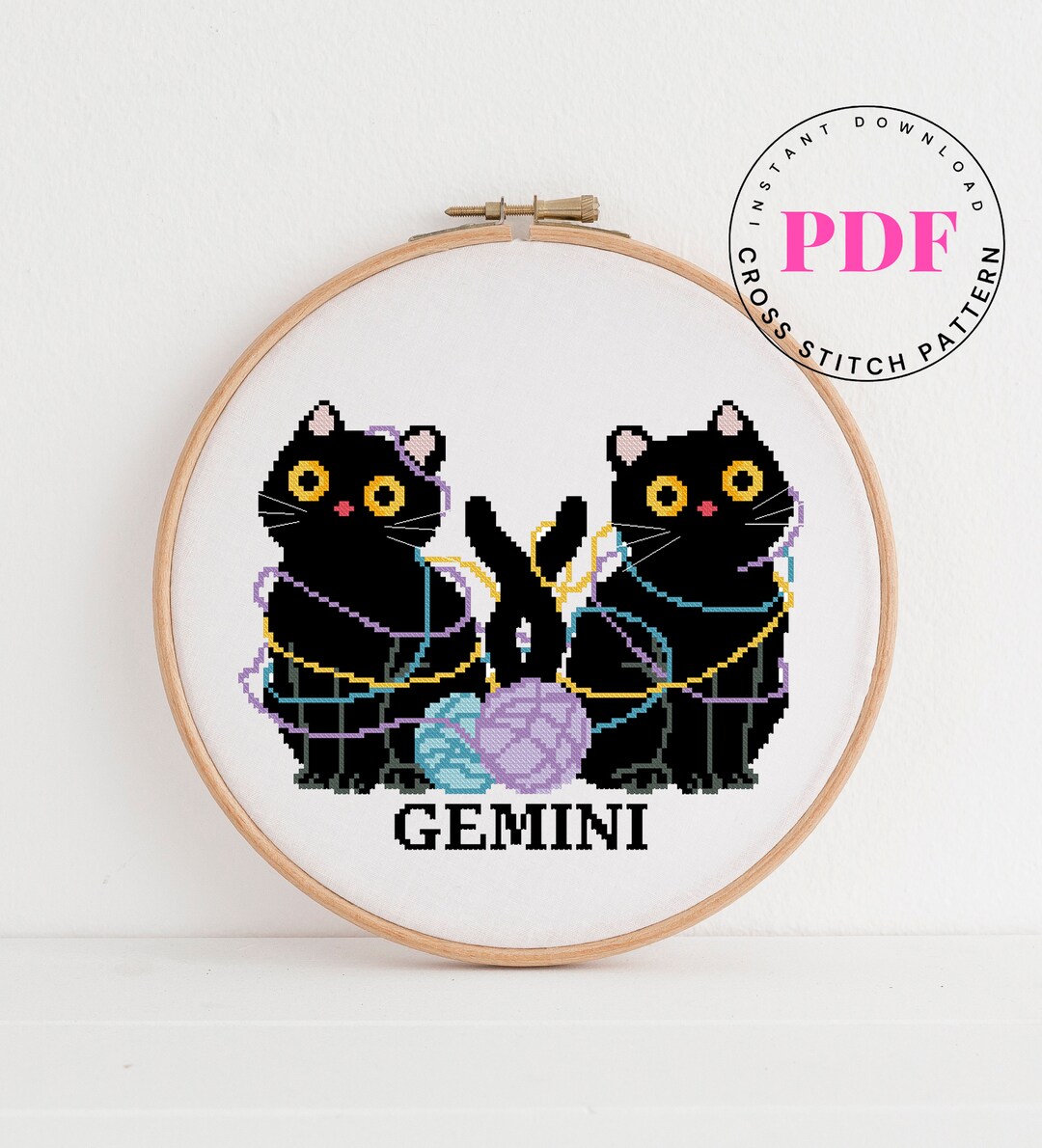 Gemini Cross Stitch Pattern Zodiac Signs Cross Stitch Pattern Etsy