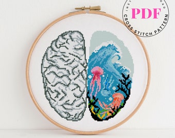 Brain Cross Stitch Chart Anatomy cross stitch PDF pattern Snarky cross stitch pattern INSTANT DOWNLOAD
