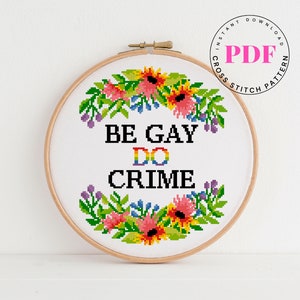 Be Gay Do Crime kruissteekpatroon LGBTQ Pride kruissteekdiagram borduurontwerp digitaal formaat - PDF
