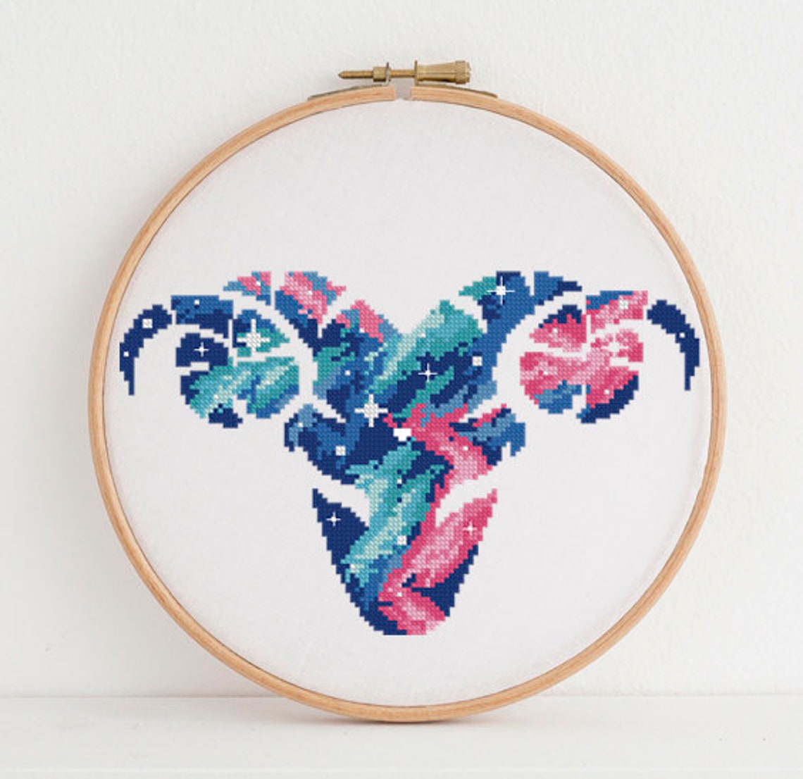 Aries galaxy cross stitch pattern zodiac signs embroidery Etsy