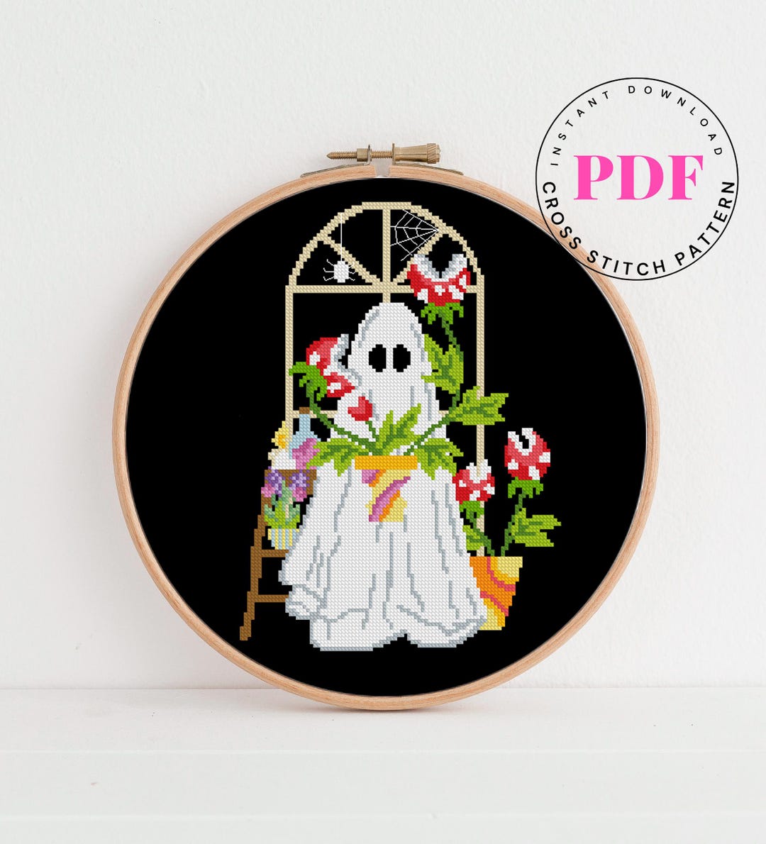 Ghost Cross Stitch Pattern PDF – Spooky Botanical Embroidery – Venus ...