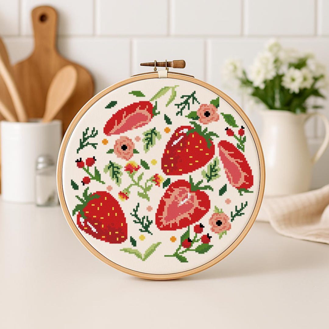 Strawberry Cross Stitch Pattern Digital Format - PDF - Etsy