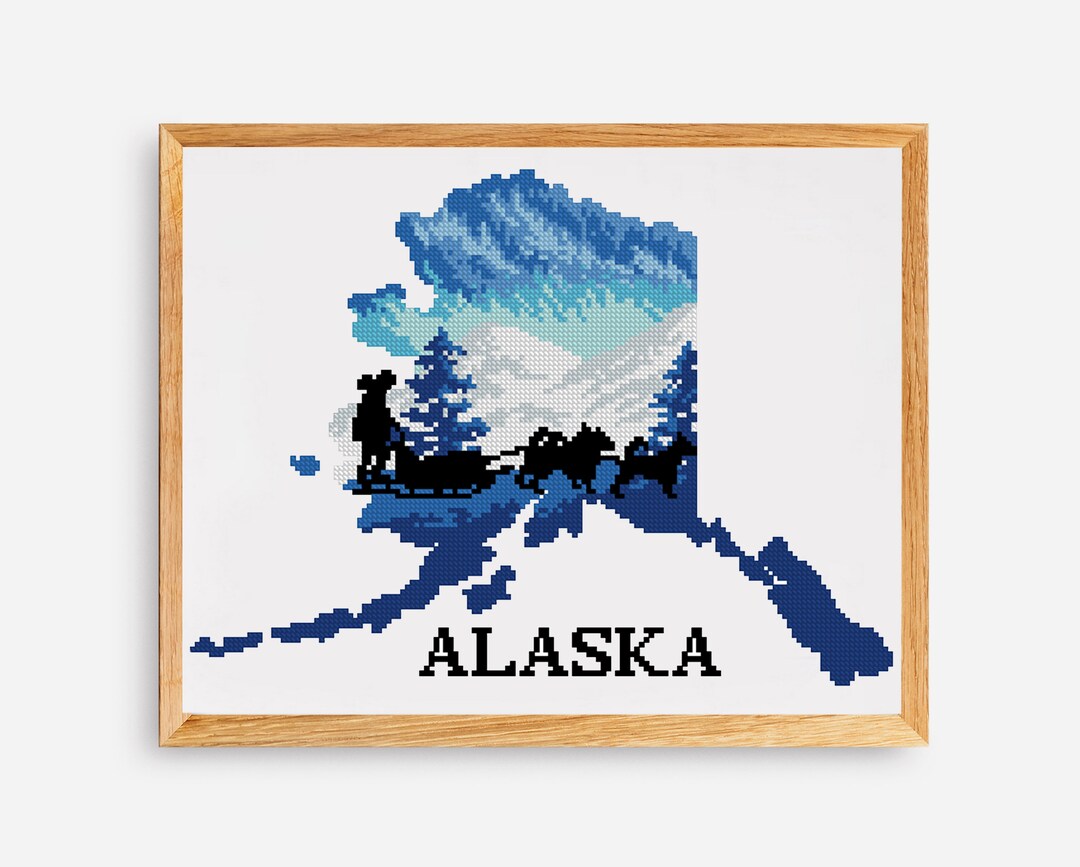 Alaska USA State Modern Cross Stitch Pattern Digital Format Etsy