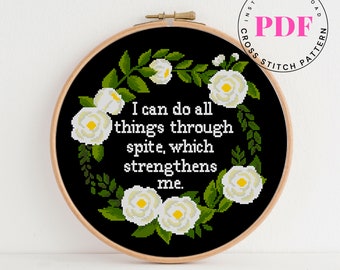 I can do all things througt spite Funny cross stitch pattern Digital Format - PDF