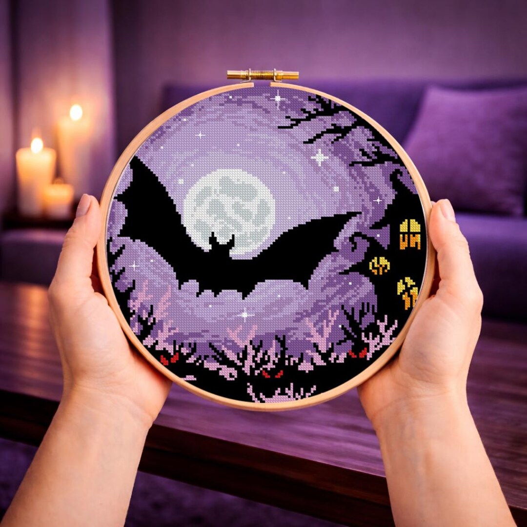 Halloween Bat Cross Stitch Pattern Digital Format - PDF - Etsy