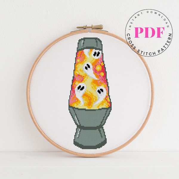 Lava Lamp cross stitch pattern ghost cross stitch chart spooky horror cross stitch pattern Digital Format - PDF