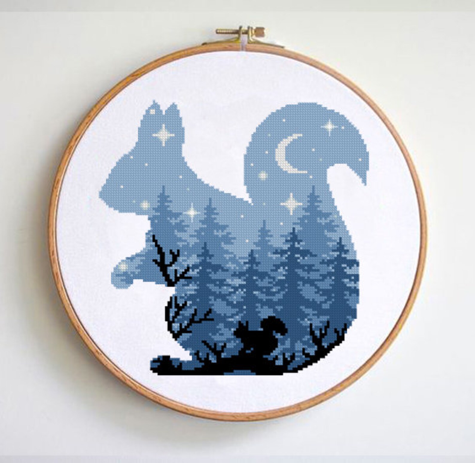 Squirrel cross stitch pattern animal cross stitch landscape | Etsy
