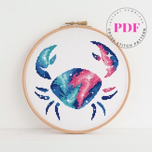Patrón de punto de cruz de la galaxia de Cáncer Signos del zodiaco Patrón de punto de cruz del horóscopo Carta astrológica Formato digital - PDF