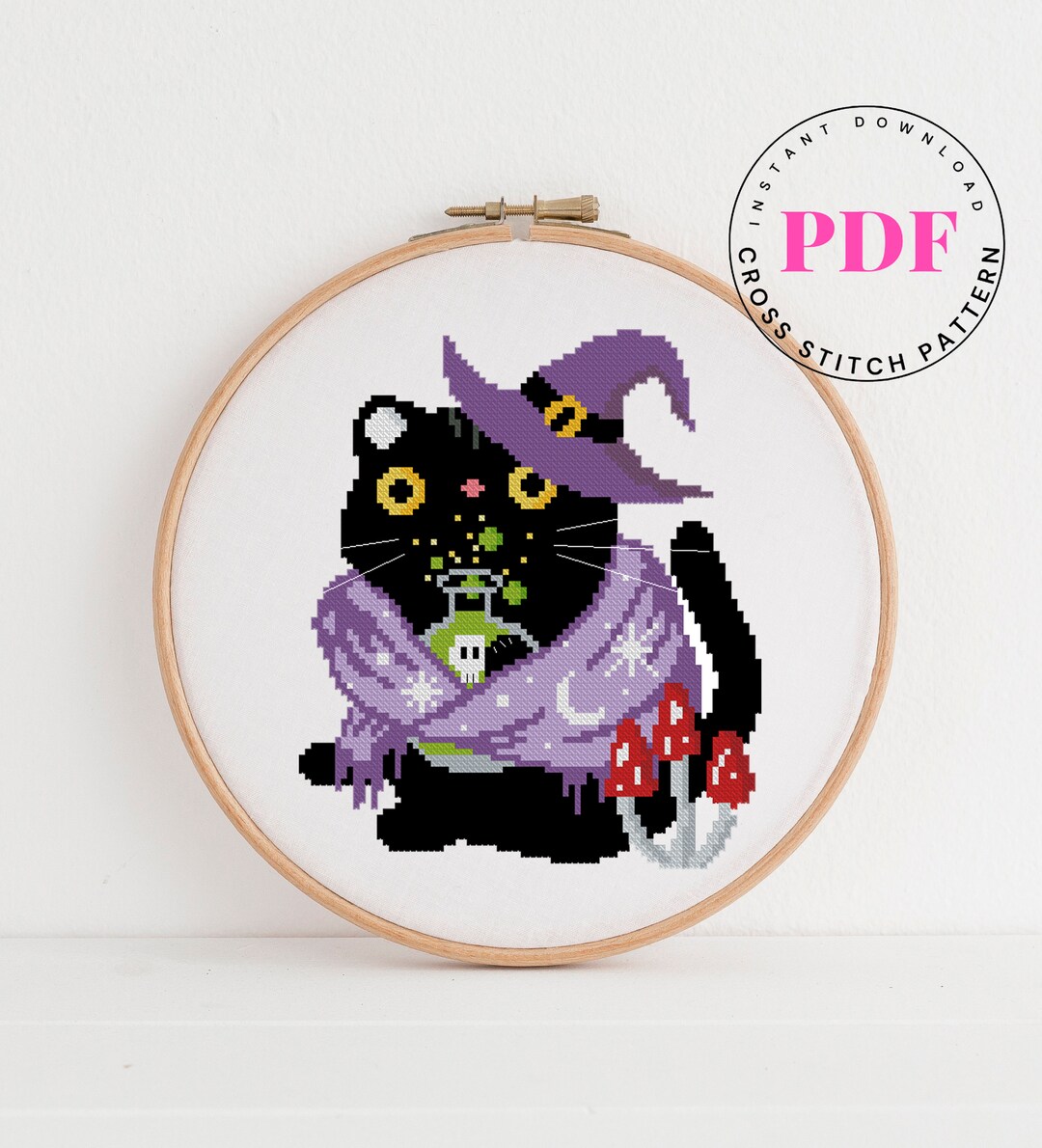 Halloween Cat Cross Stitch Pattern Pumpkin Cross Stitch Cute - Etsy