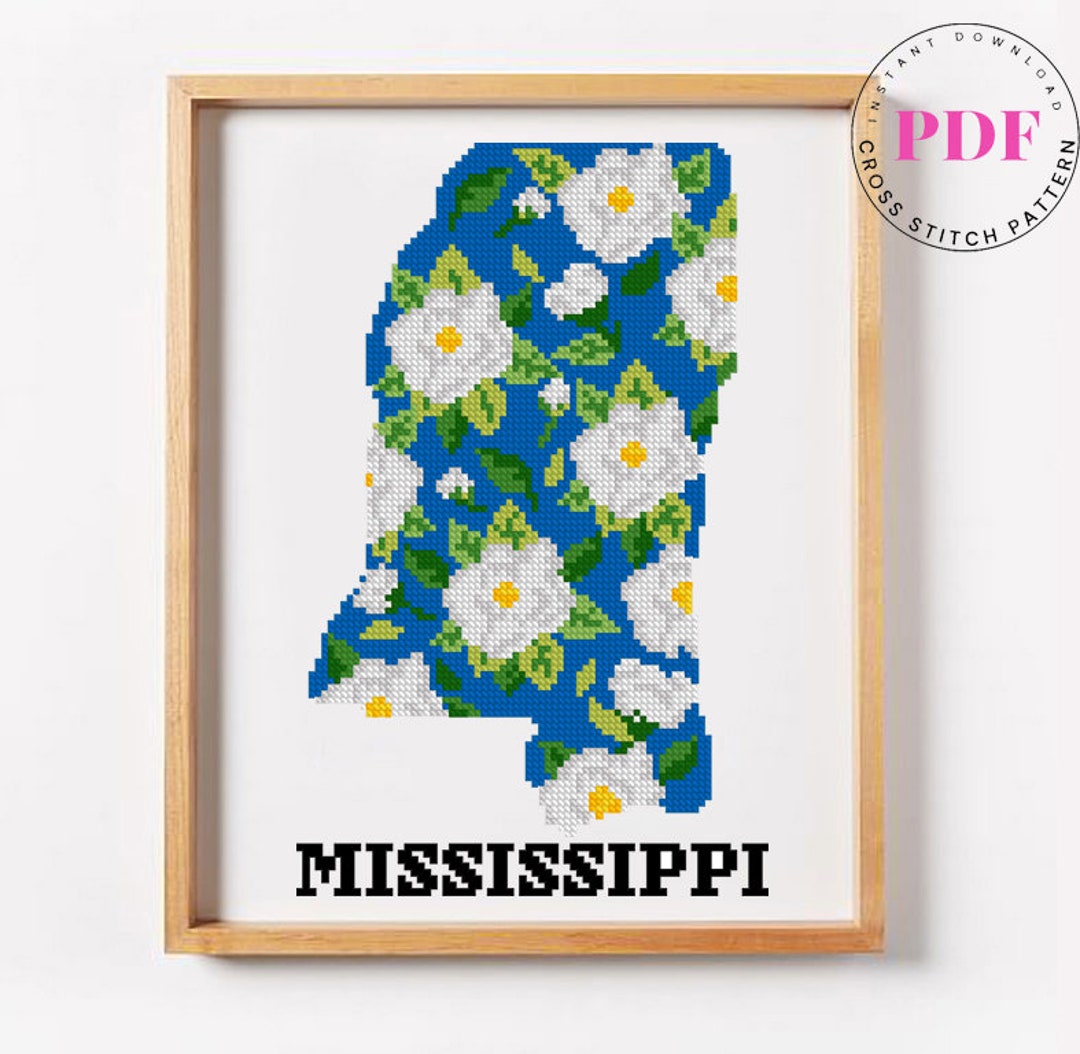 Mississippi Cross Stitch Pattern USA Counted Cross Stitch Etsy