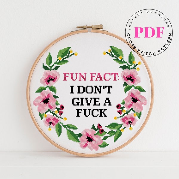 Fun fact Funny cross stitch pattern quote cross stitch Digital Format - PDF